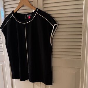 Vince Camuto Black Blouse with White Trim